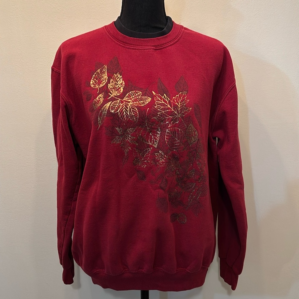 Morning Sun Women’s Foil Leaf Crewneck Sweatshirt size L